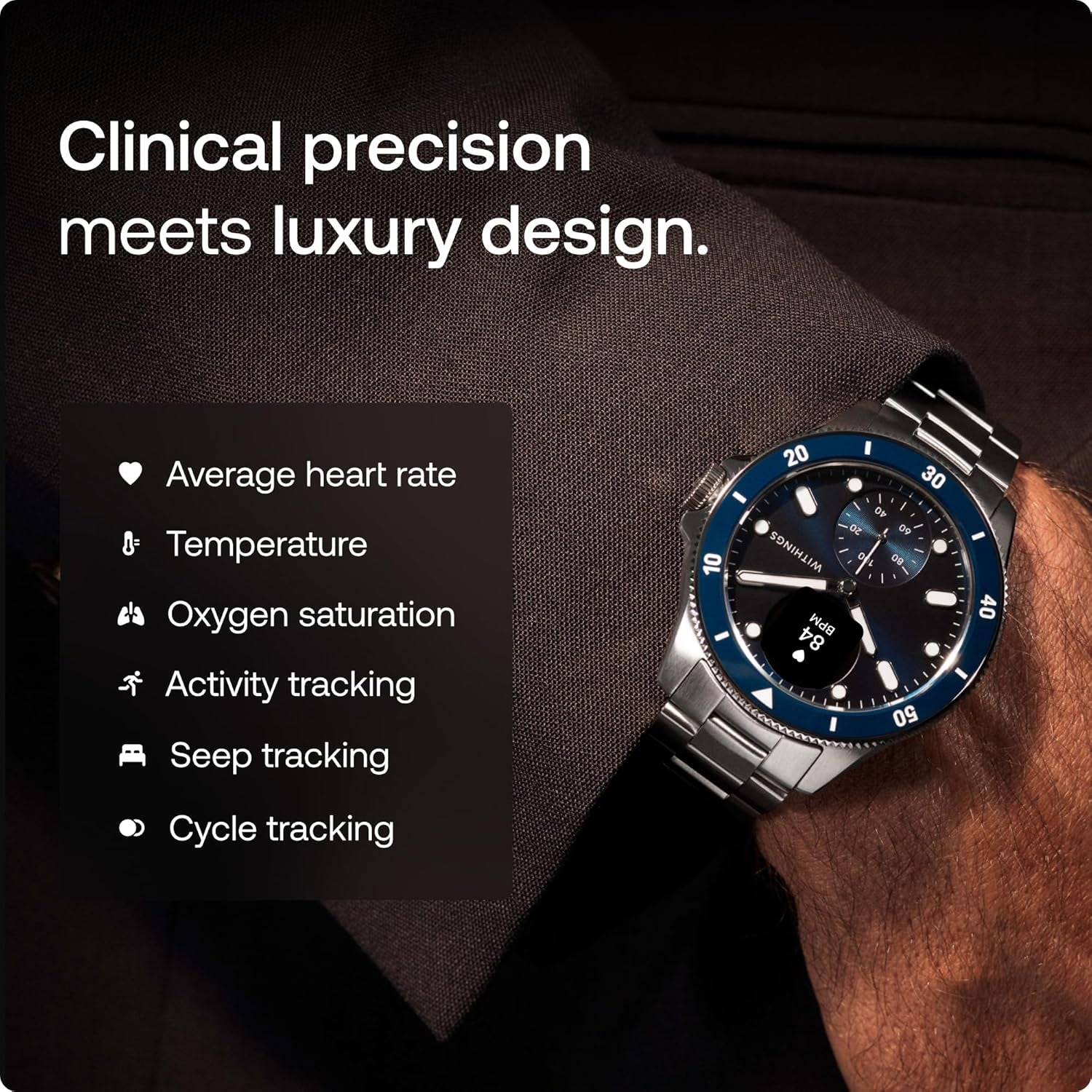 Scanwatch Nova - Heart Health Hybrid Smart Watch for Men & Women - SPO2, Temperature Monitoring, Sleep, Respiratory Health, Cycle Monitoring, 30-Day Battery Life, Apple Ios/Android